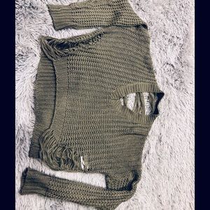 Fashion Nova Olive crop sweater